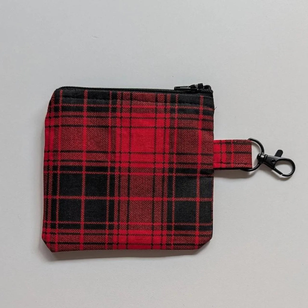 Red Plaid Keychain Wallet