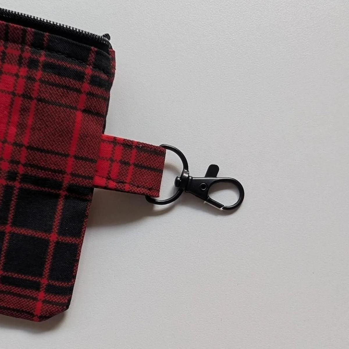 Red Plaid Keychain Wallet