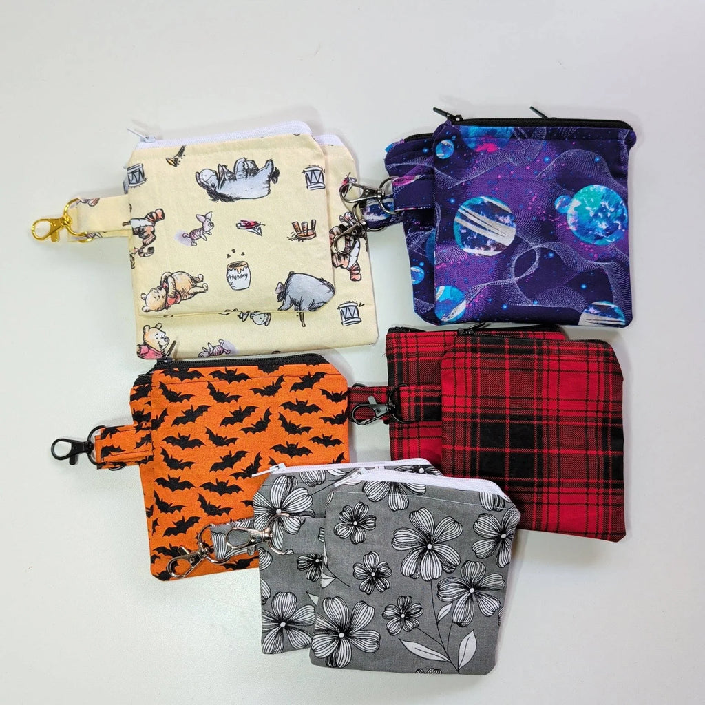 Grey Floral Keychain Wallet