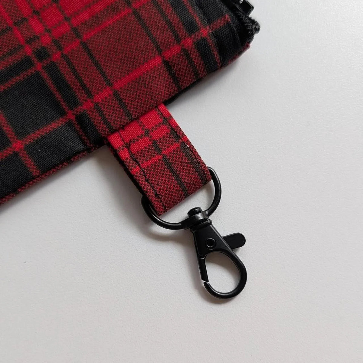 Red Plaid Keychain Wallet