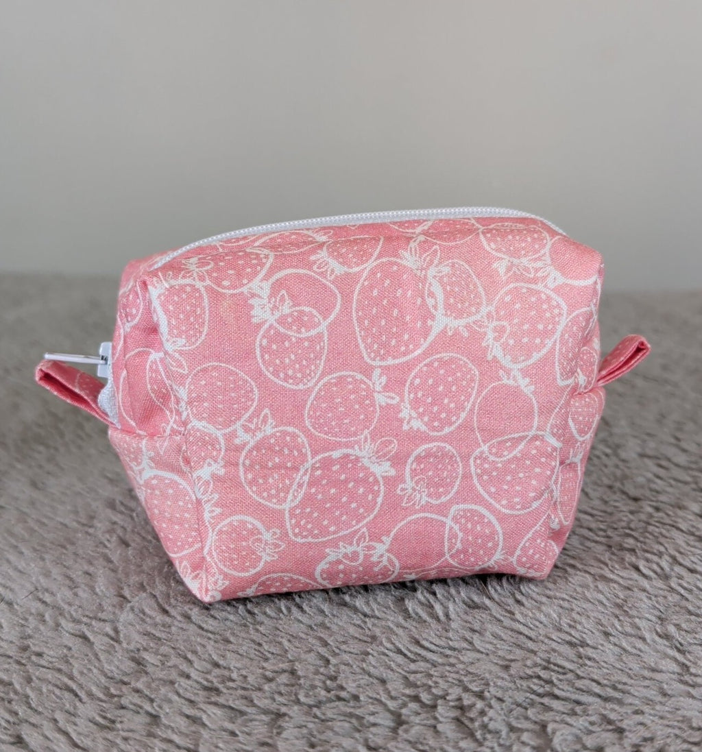 Pink Strawberries Tiny Boxy Bag