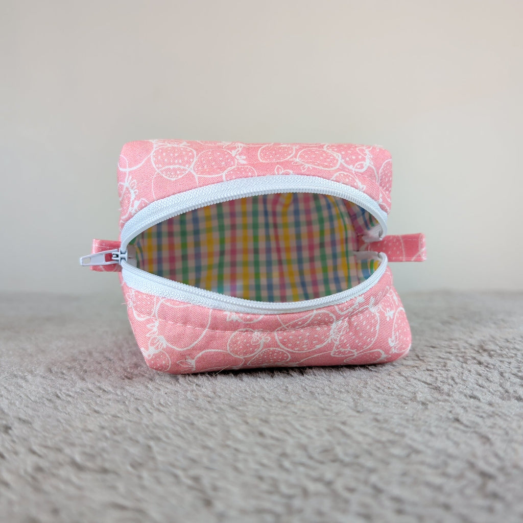 Pink Strawberries Tiny Boxy Bag