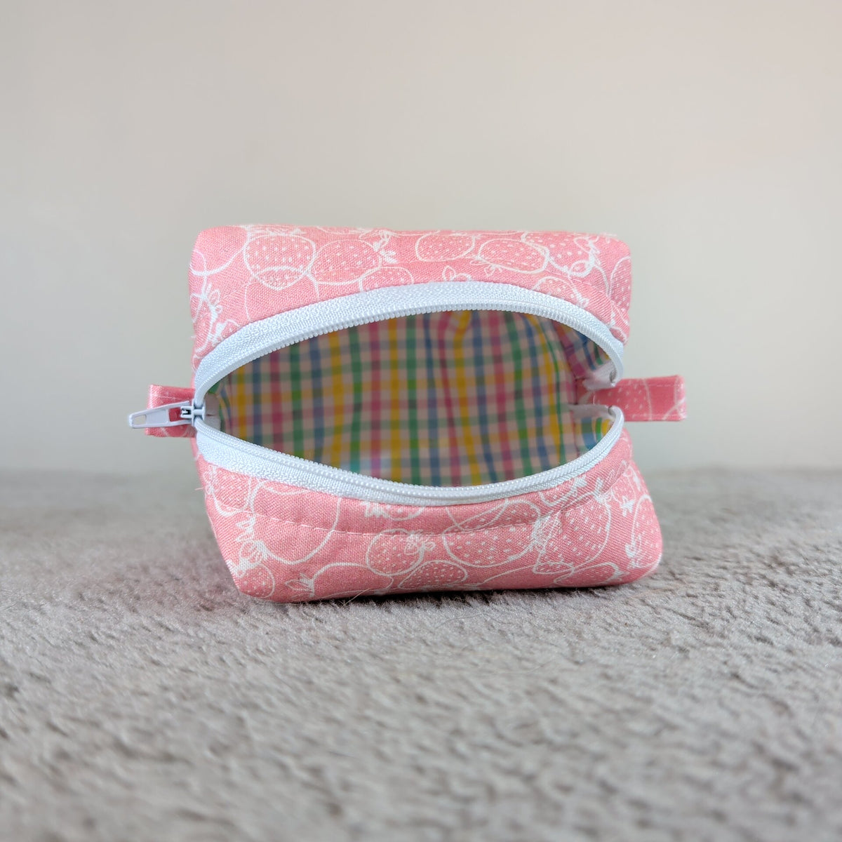 Pink Strawberries Tiny Boxy Bag