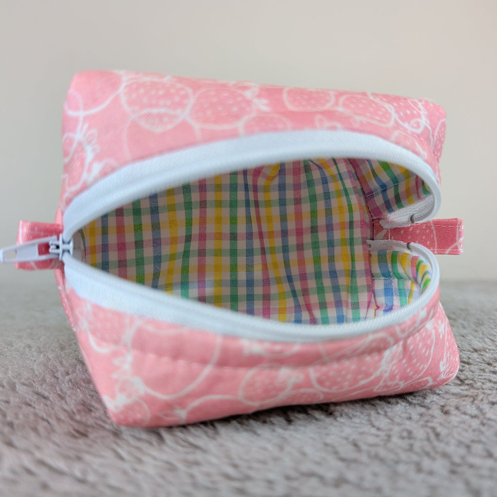 Pink Strawberries Tiny Boxy Bag