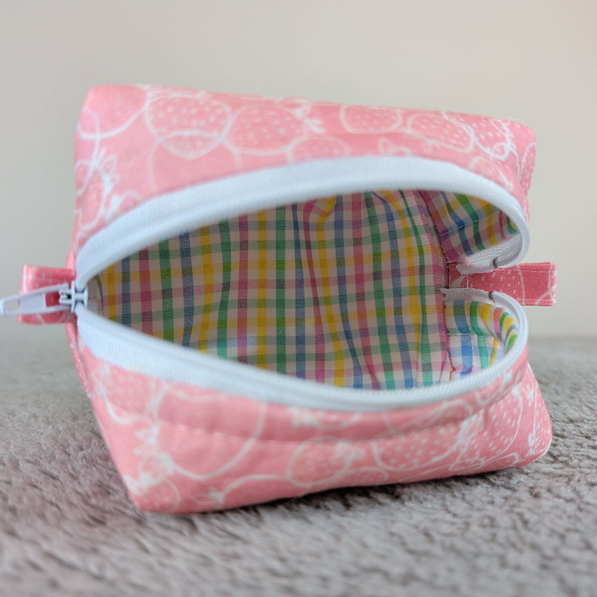 Pink Strawberries Tiny Boxy Bag