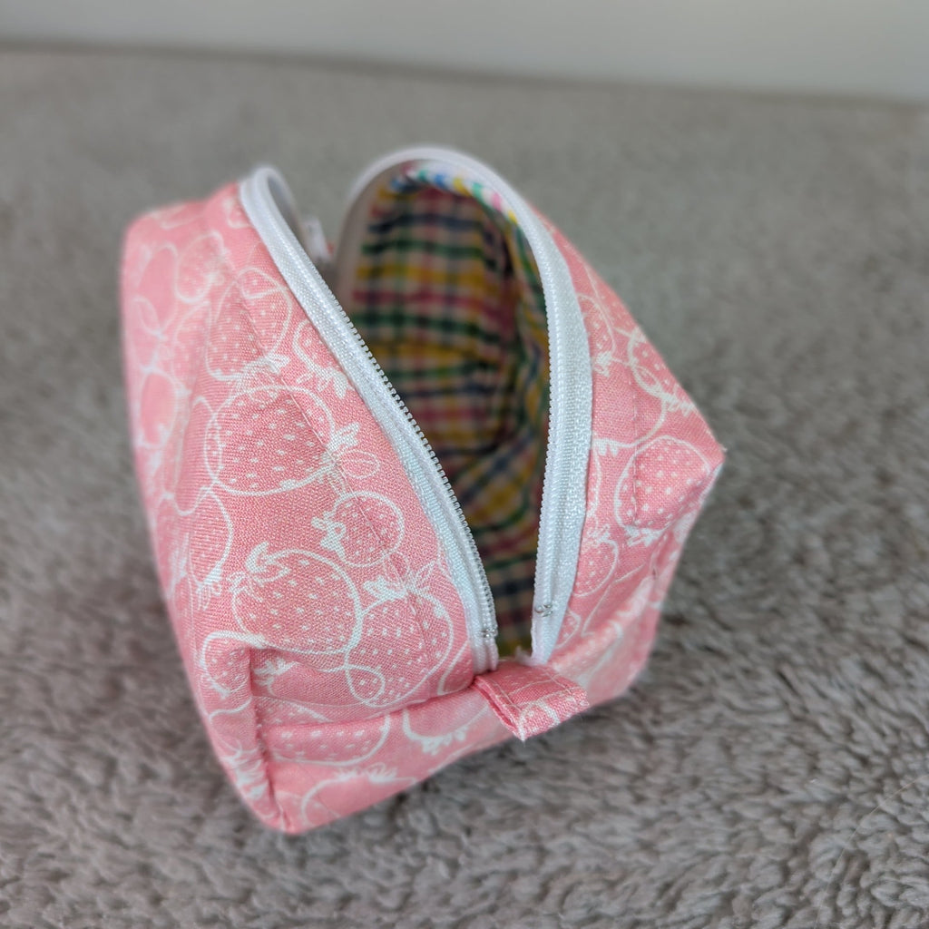 Pink Strawberries Tiny Boxy Bag