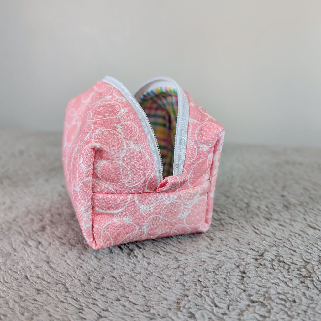 Pink Strawberries Tiny Boxy Bag