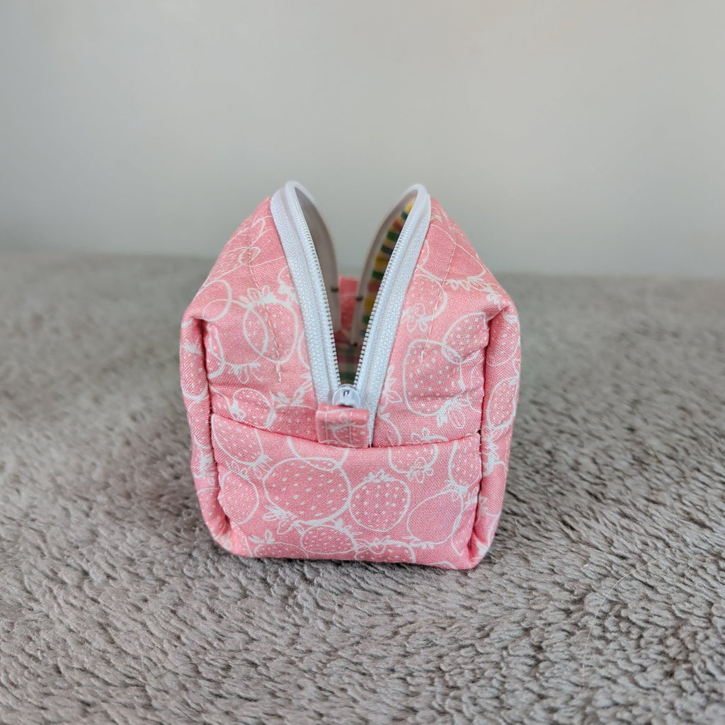 Pink Strawberries Tiny Boxy Bag