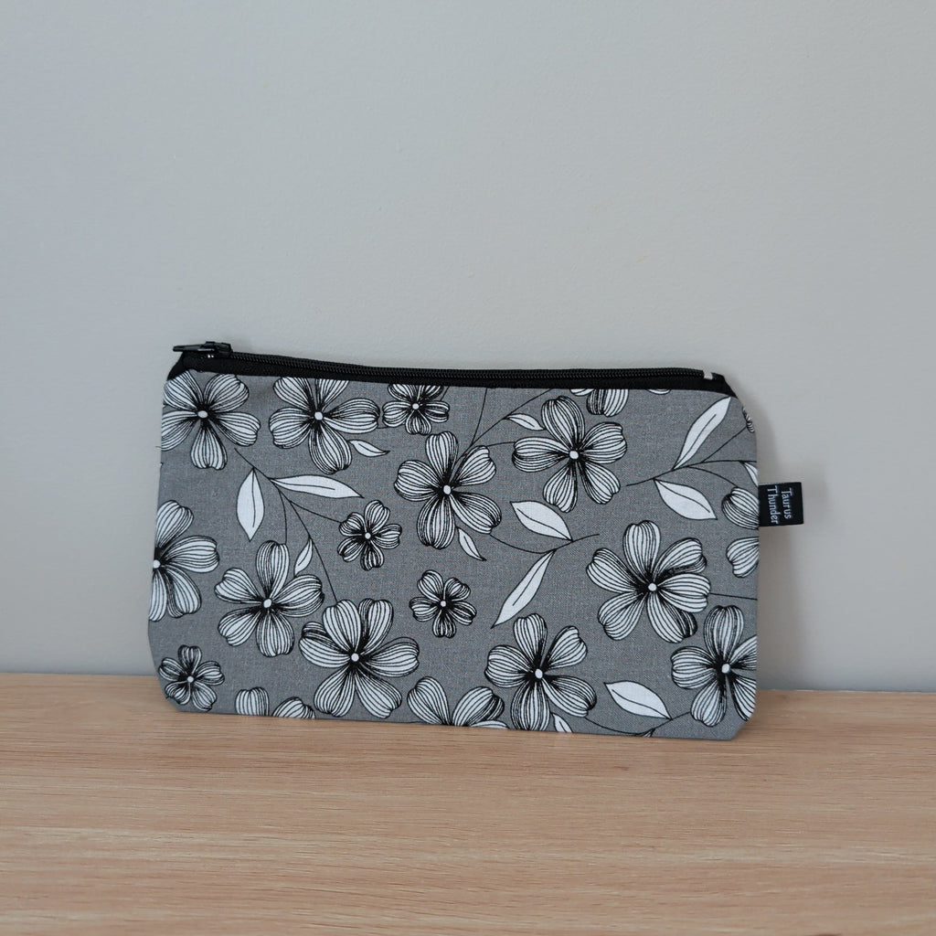Grey Florals Pencil Case
