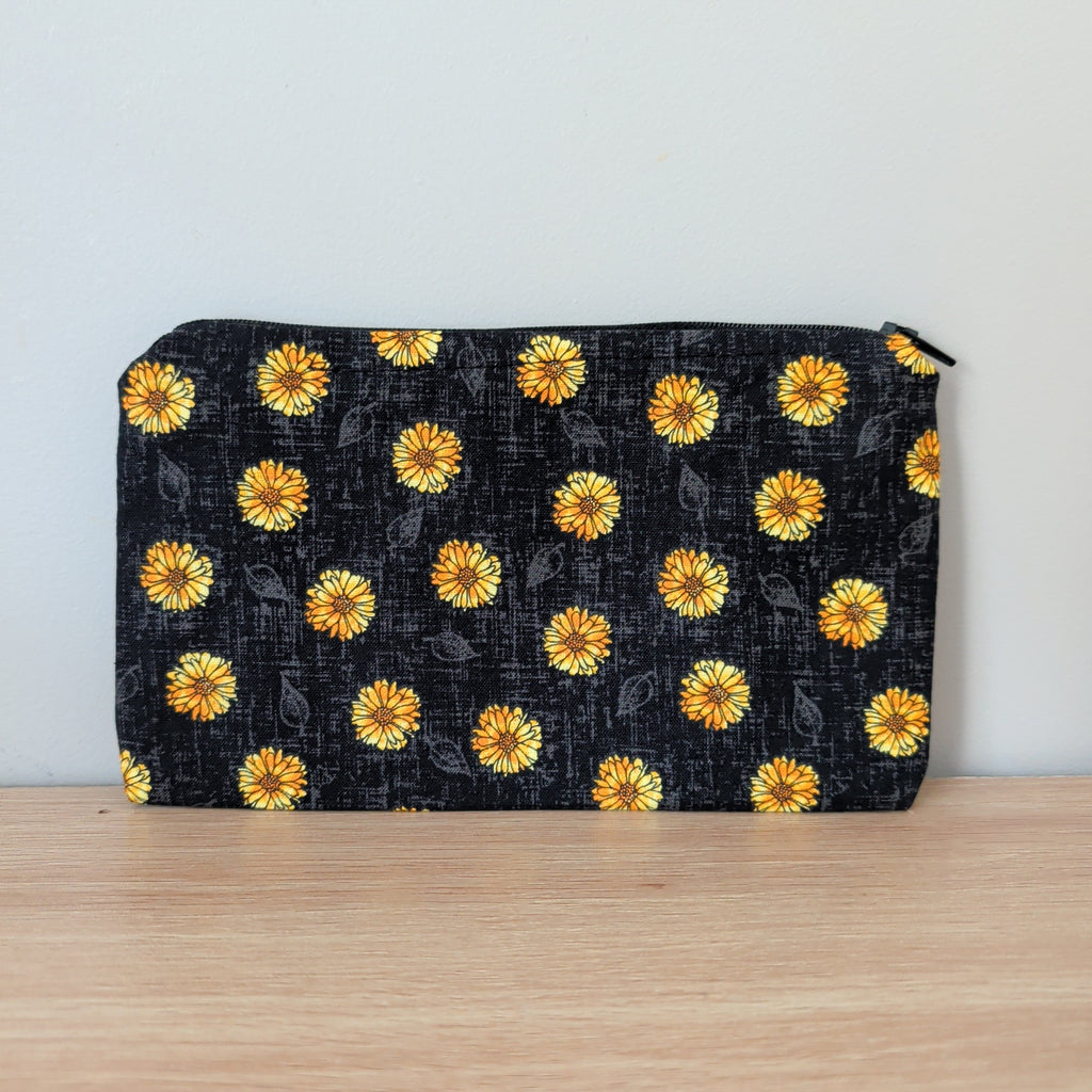 Black & Yellow Flower Pencil Case