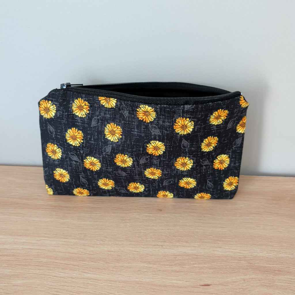 Black & Yellow Flower Pencil Case