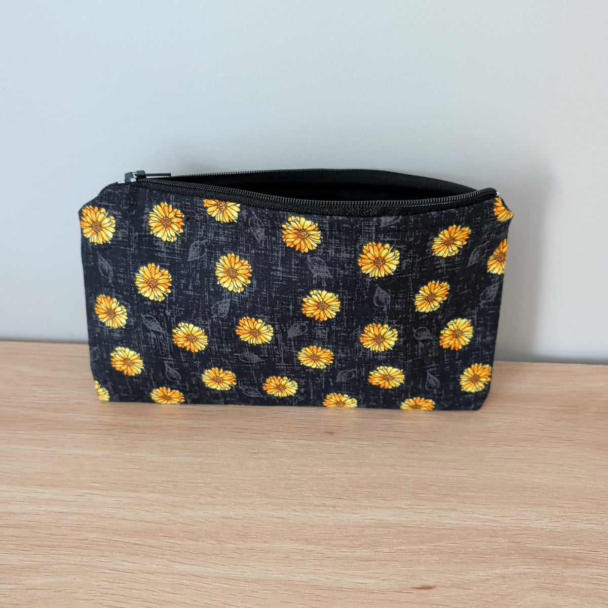 Black & Yellow Flower Pencil Case