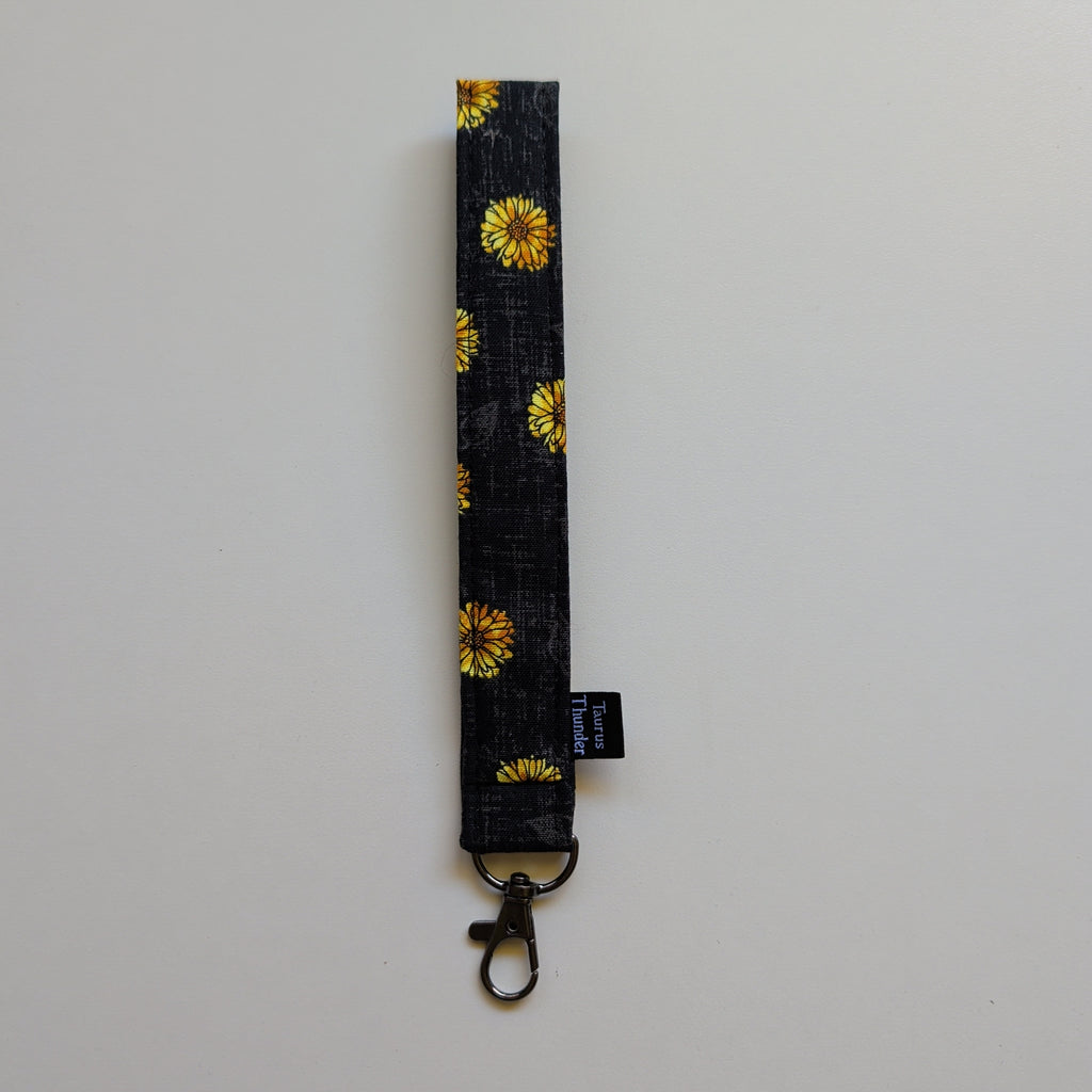 Black & Yellow Flowers Wristlet