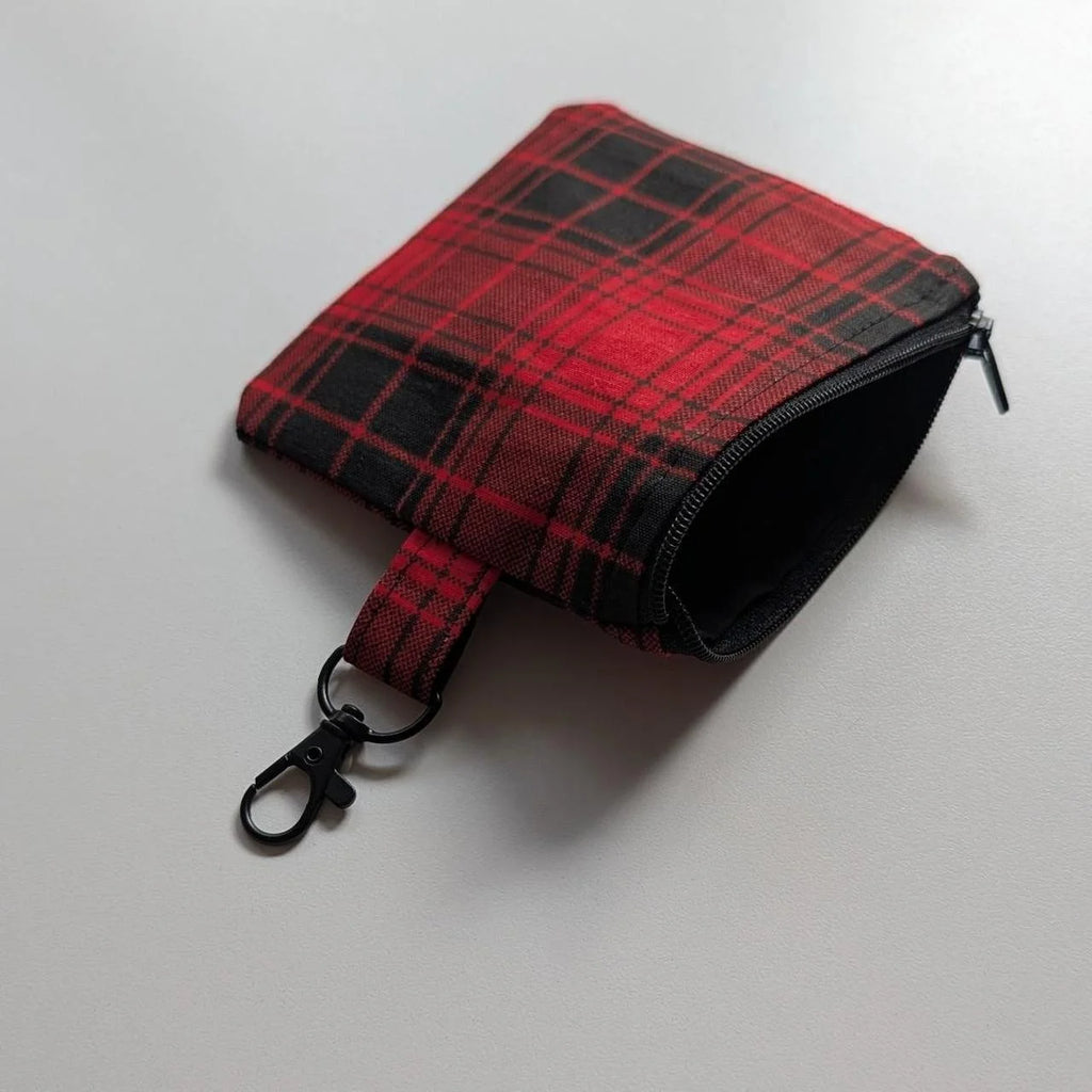 Red Plaid Keychain Wallet