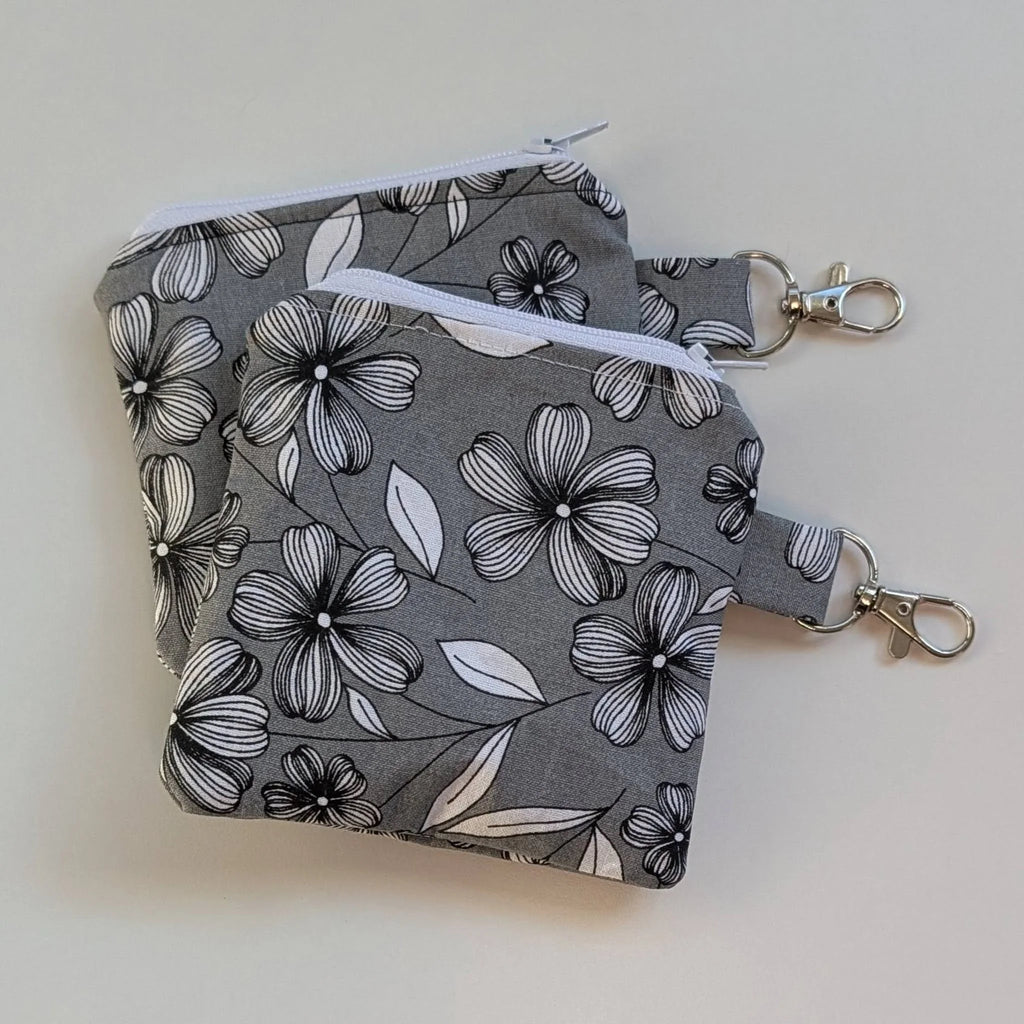 Grey Floral Keychain Wallet