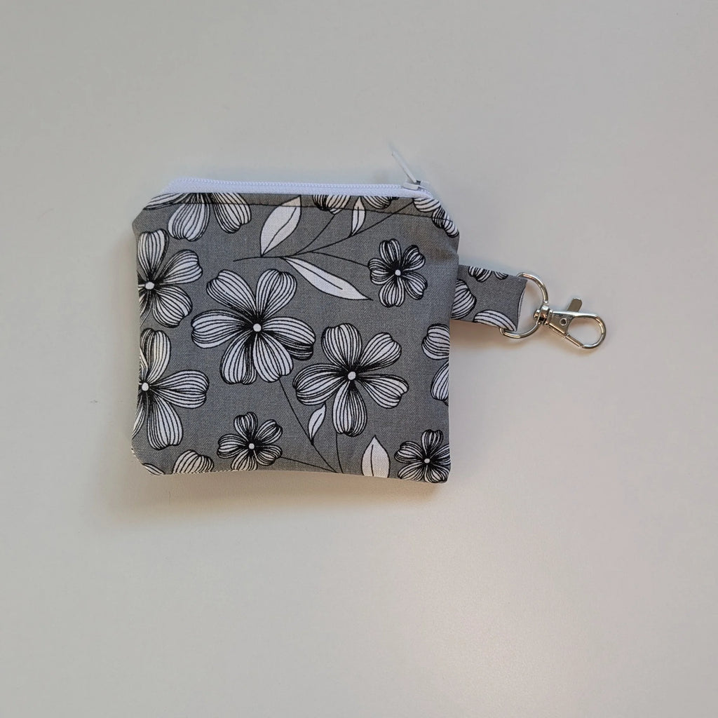 Grey Floral Keychain Wallet